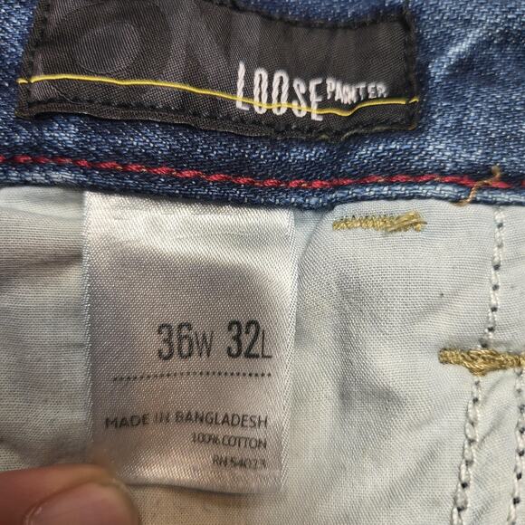 Old Navy Jeans Mens 36x31 Blue Loose Painter Carpenter Workwear Denim Utility - Picture 4 of 9